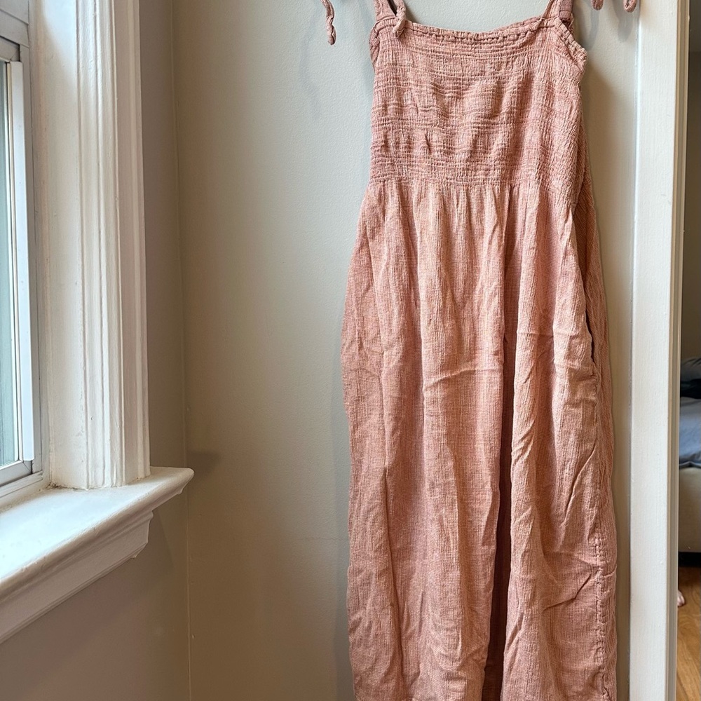 Hatch Margaux Orange Gingham Sleeveless Midi Dress